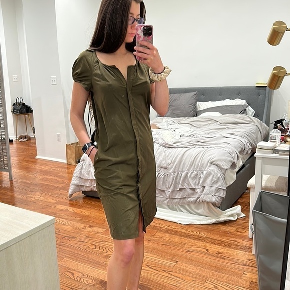 DVF Army Green Button Up Utility Dress size 2 - Picture 1 of 6